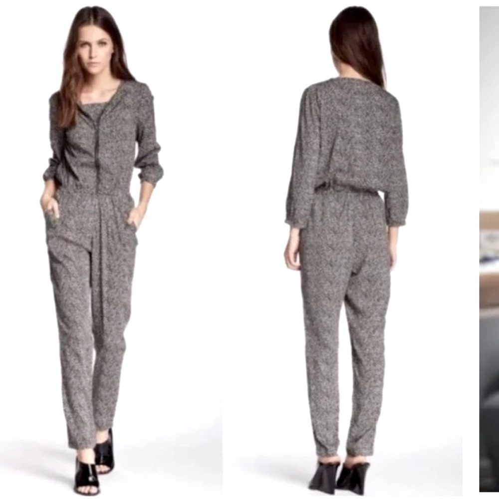 W118 by Walter Baker Gray Jumpsuit with Belted Waist and Tapered Leg